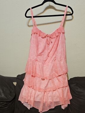 wild fable Pink Tiered Ruffle Midi Dress